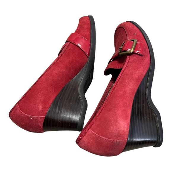 Easy spirit red sueded leather wedge loafers size 8.5 - Picture 6 of 10